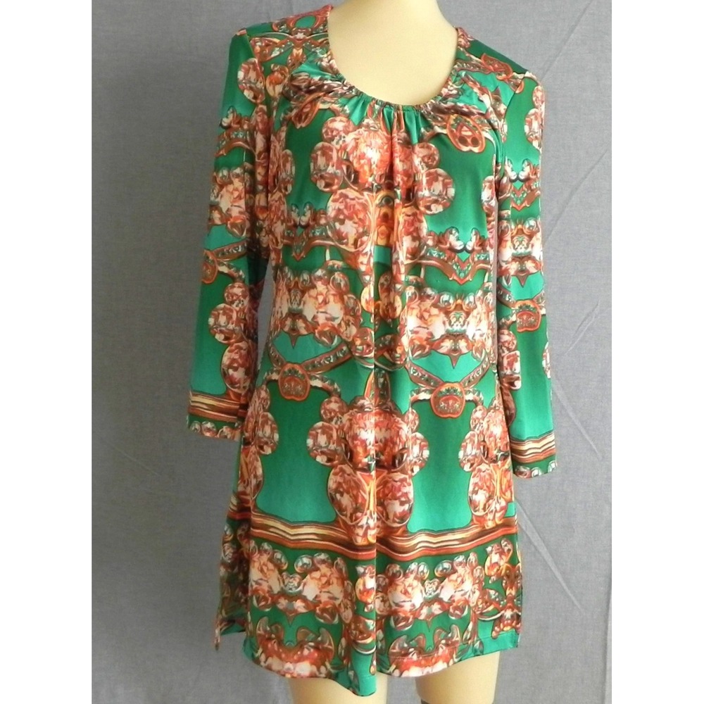 Etcetera Dress Women’s Small Long Sleeve Green Pullover Stretch Comfy Mini Short